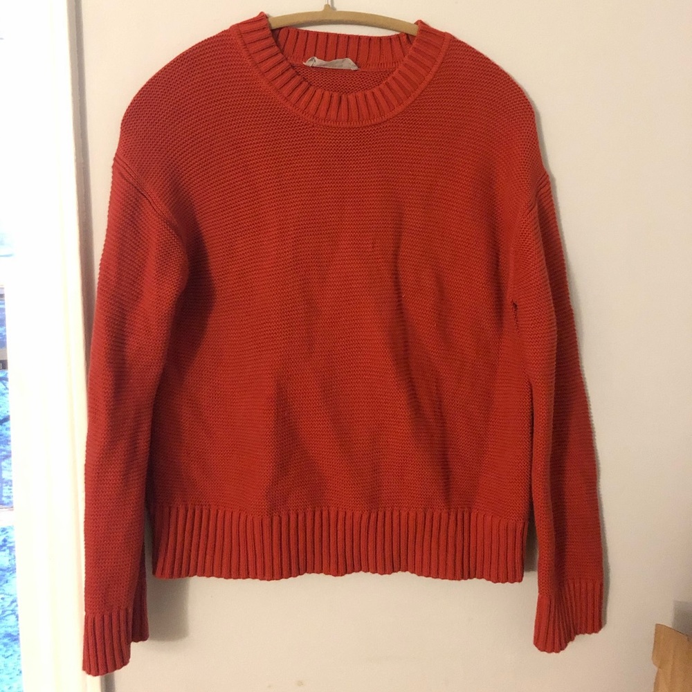 Everlane Red Chunky Cotton Knit Sweater